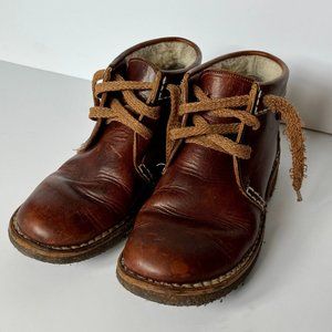 Vintage Normalschaft Camel Brown Leather Boots West Germany Women's 7 Wool-lined